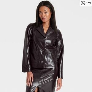 ✨️💕a New Day Womens Faux Leather Jacket Large Brown